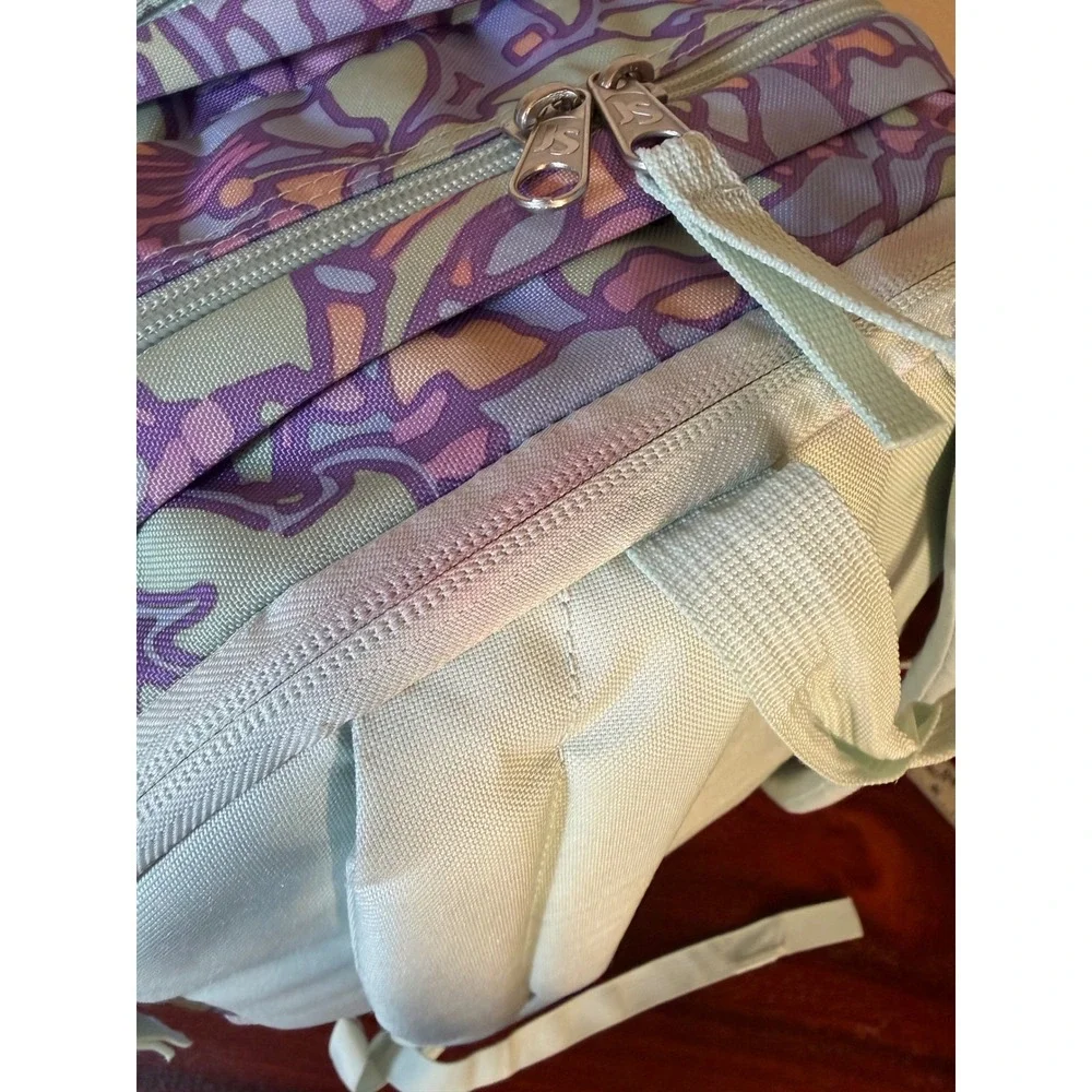 JanSport Big Student Backpack Pastel Abstract Floral Print Purple Pink Yellow